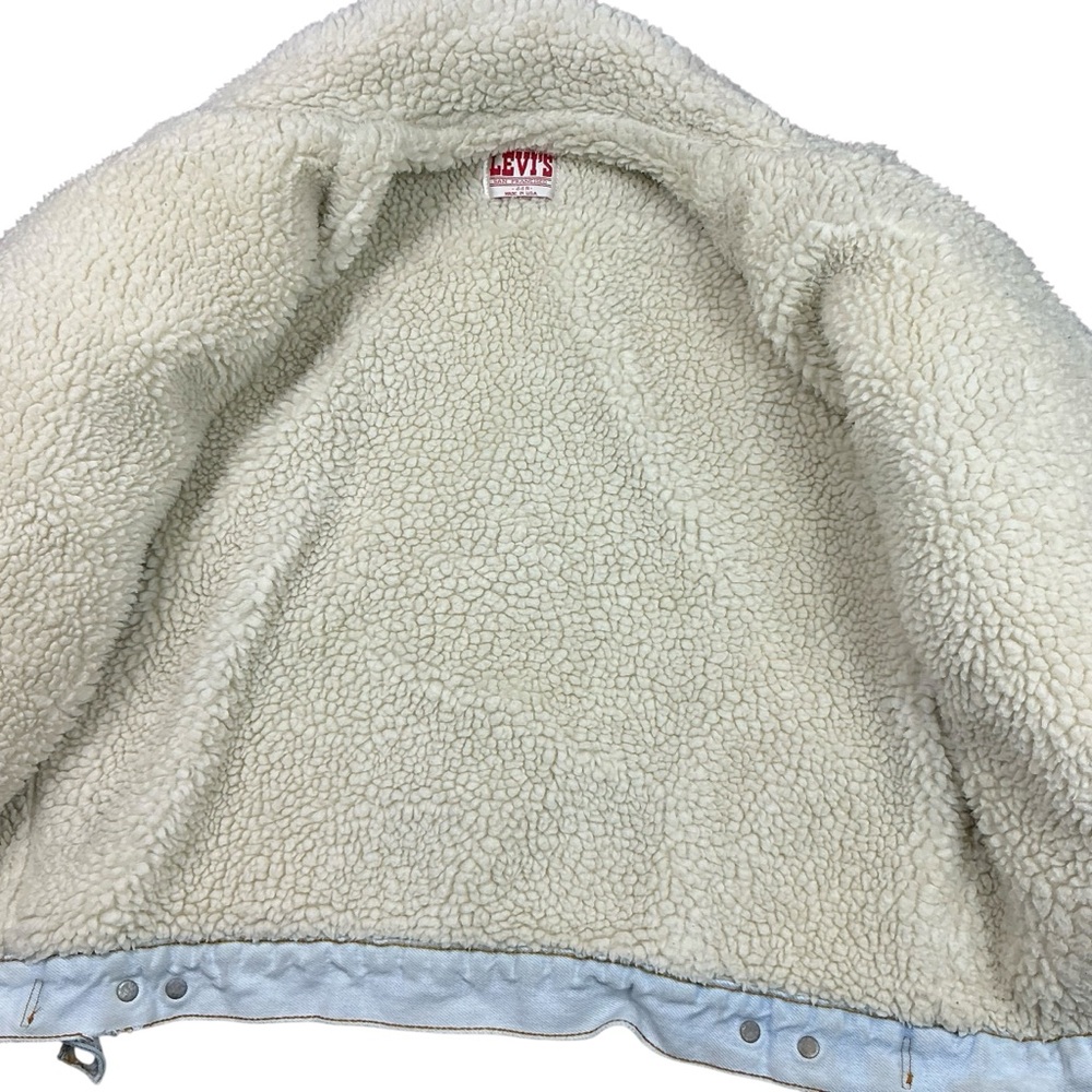 Vintage Levi’s 90s light wash Sherpa lined jacket size S/M USA made - Picture 5 of 8